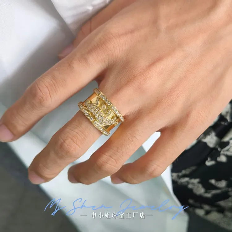 【申小姐】18K黄金钻石豹子戒指宽版复古vintage风