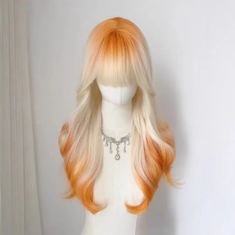 假发全头套式 彩色暹罗猫 渐变色各类彩色长直大波浪假发套