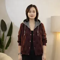 【曼姐女装】2025年秋冬季短款百搭时尚休闲显瘦连帽外套2695