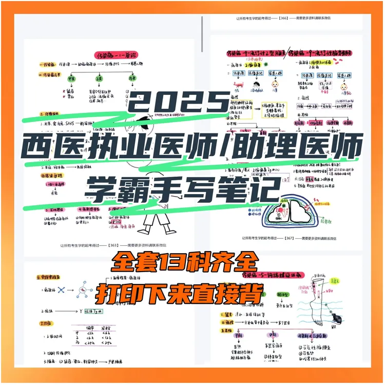 2025西医执业医师/助理医师考试学霸三色笔记备考资料电子版