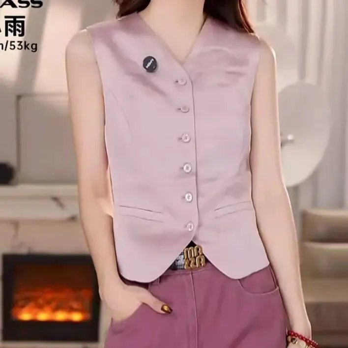 AMASS/阿玛施秋季休闲收腰马夹百搭无新中式秋季女士无袖马甲