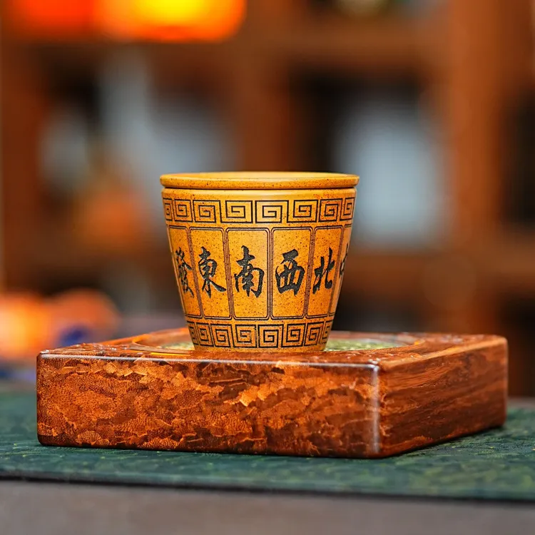 宜兴原矿紫砂全手工高端茶具龙骨金砂精美制作麻将财源滚滚主人杯