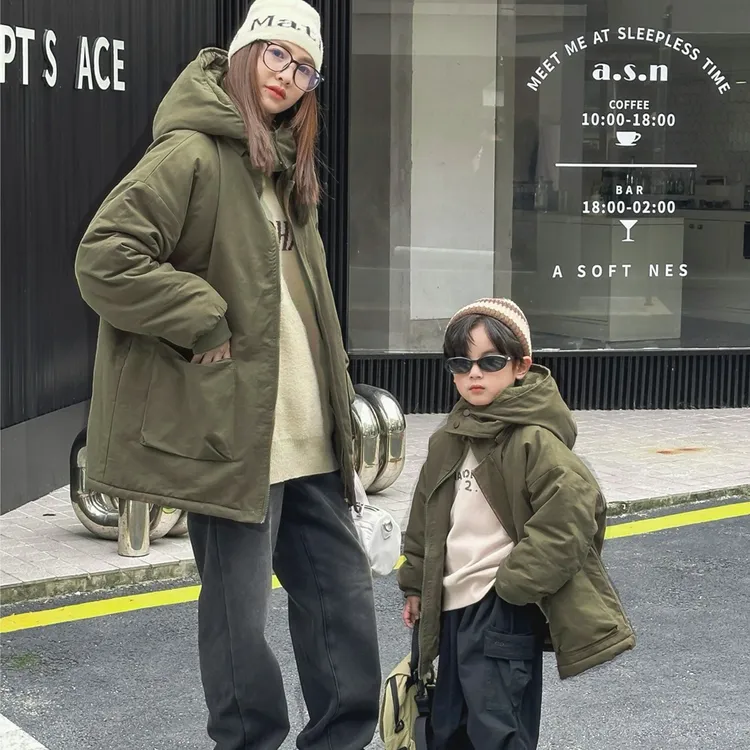 {现货}2025新款亲子派克棉服男女同款加绒加厚冬季中长款朝阳