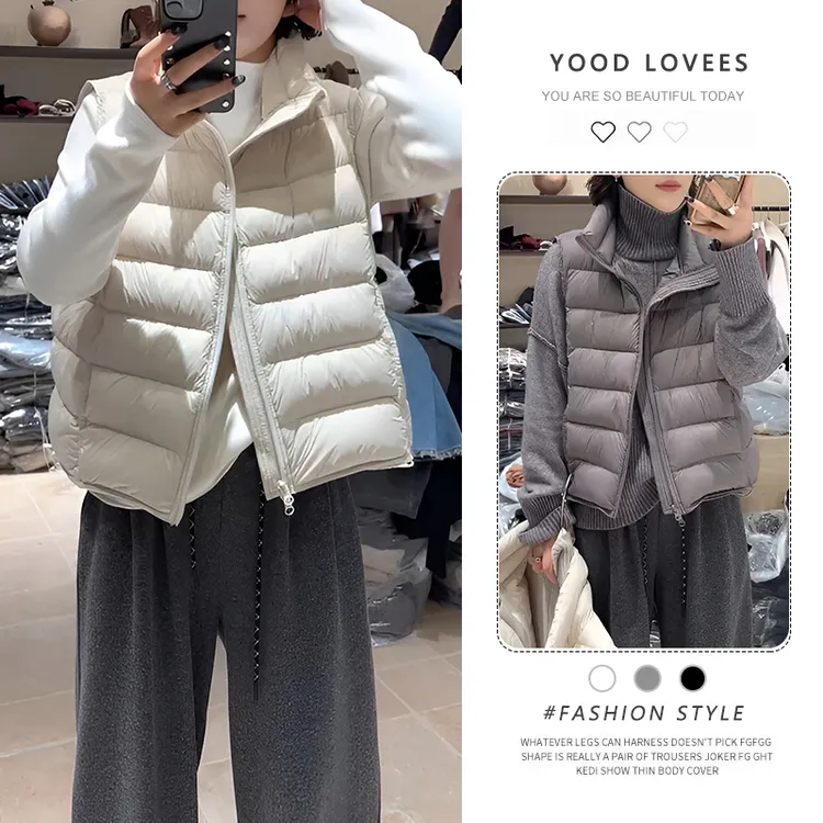 休闲百搭气质立领排骨无袖棉服马甲女2025年秋冬新款轻薄保暖外套