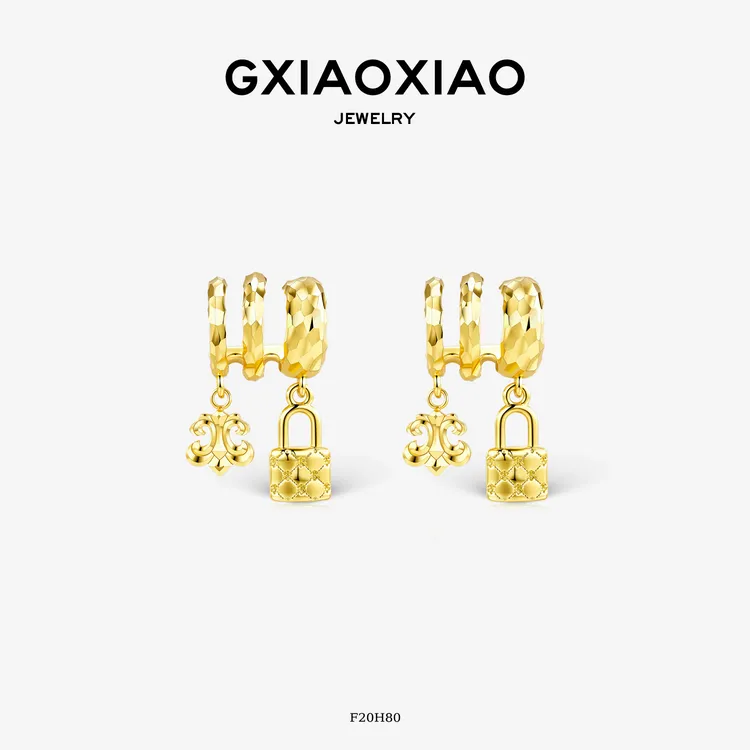 G XIAOXIAO 气质高级感鸢尾花锁头包小众镶嵌耳环 F20H80新年礼物