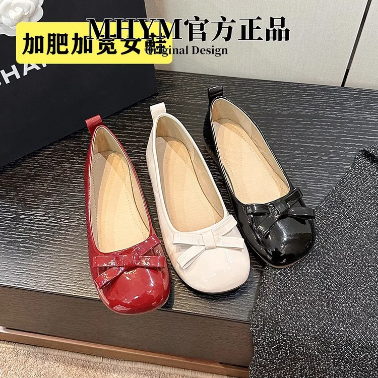 绝美法式小红色单鞋婚鞋平底鞋一脚蹬懒人鞋不累脚大码女鞋41到43