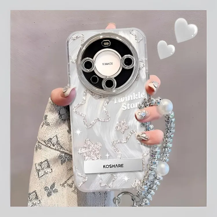 适用华为mate70手机壳新女款mate60/30闪粉星星支架手链Pura70pro