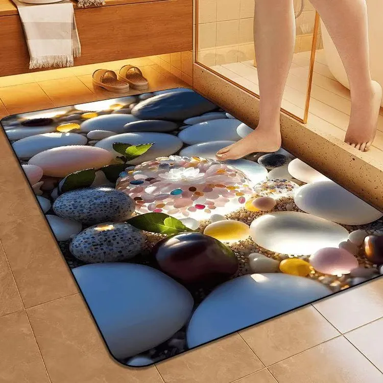 石来运转卫生间门口地垫洗澡间门垫硅胶防滑垫浴室软硅藻吸水脚垫