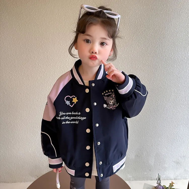 女童外套2025春装新款儿童装冲锋衣春秋季上衣时髦洋气宝宝棒球服