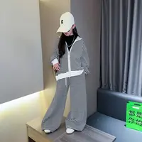 女童条纹套装2025春秋新款韩版洋气中大童宽松休闲童装儿童两件套