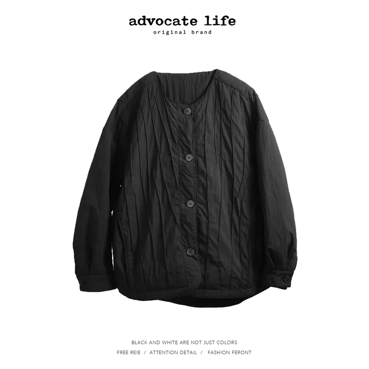 adlife宽松型慵懒风外套短外套常规款时尚百搭秋冬女圆领棉服JQ381152
