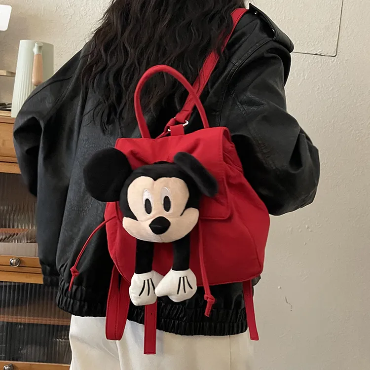 休闲超火米奇公仔包女2025新款百搭双肩包书包女出游小背包登山包
