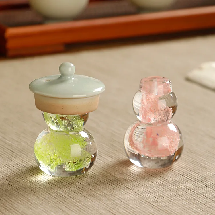 水晶玻璃荧光葫芦盖置紫砂壶盖托茶壶盖茶盖搁小架子桌面茶具摆件