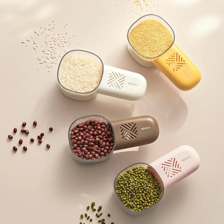 多功能控量舀米勺家用五谷杂粮勺子厨房创意挖面勺带刻度量米勺