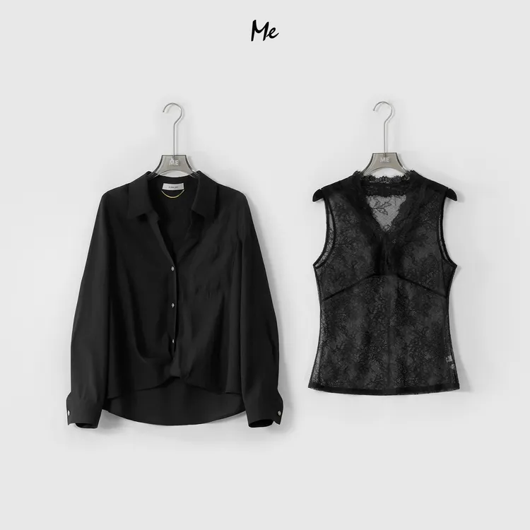 ME【蕾丝衬衫两件套】轻盈亲肤透气时尚百搭显瘦休闲衬衫MESS0803