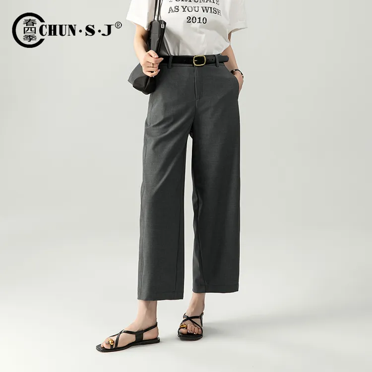 高端面料醋酸天丝西装裤女夏季薄款2025新款小个子休闲西裤阔腿裤