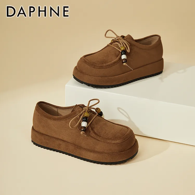 达芙妮复古小众勃肯鞋女款2025秋季新款小个子串珠袋鼠鞋休闲单鞋
