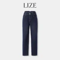 LIZE「瘦腿魔法裤」定纺水洗棉.双排扣收腹显瘦.显腿直.锥形牛仔裤