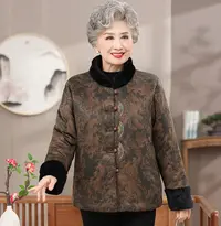 993-冬季刺绣拼接毛圈中老年女国风外套妈妈装
