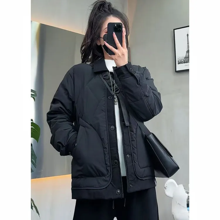 冬季新款男士90白鸭绒羽绒服时尚拼接翻领保暖休闲百搭羽绒外套