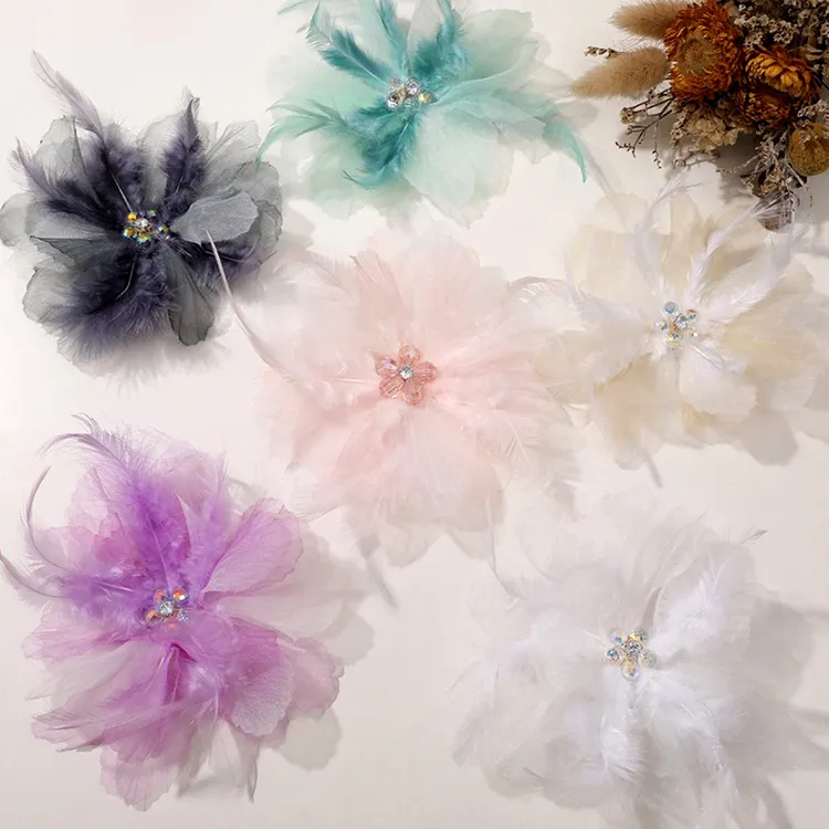摩登舞发饰舞蹈演出头饰羽毛花朵发夹F029