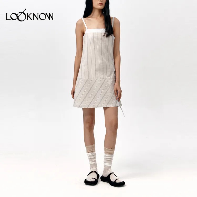 LOW CLASSIC设计师品牌LOOKNOW2025年春季新款多条纹迷你连衣裙