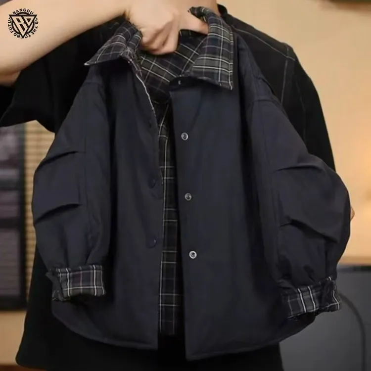 【棒嘟优优】双面穿棉服亲子款姐弟款男女童25冬季格子衬衫棉衣097