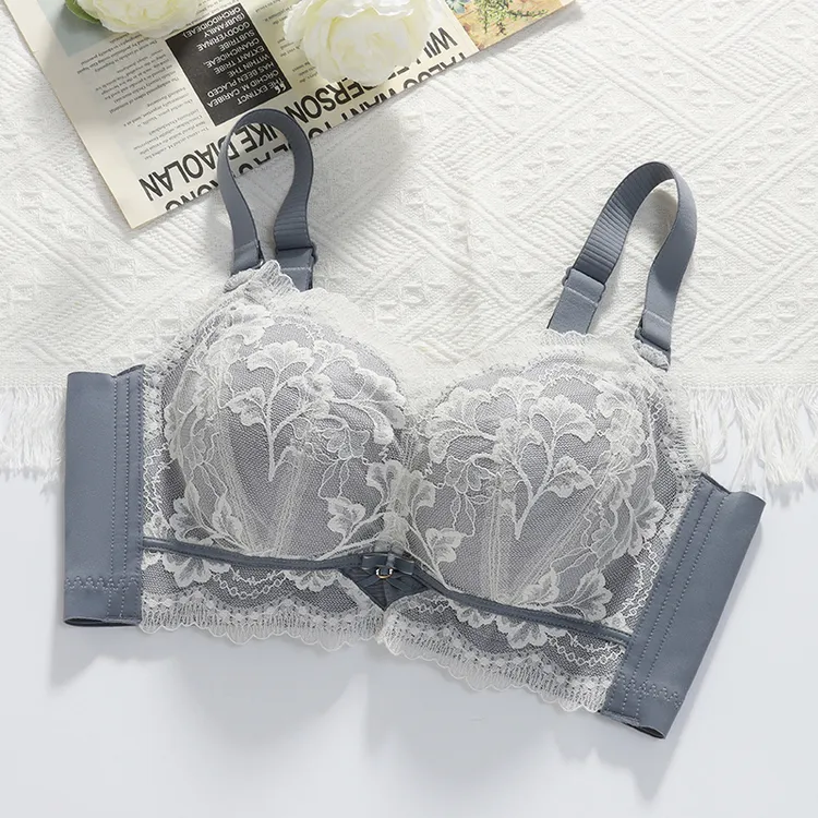 蕾丝内衣女小胸聚拢收副乳防下垂文胸无钢圈加厚馒头杯专用不空杯