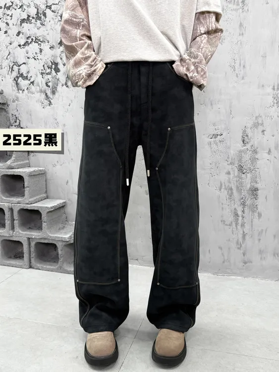 寶丹300斤长裤阔腿裤男士秋冬复古美日式休闲裤复古显腿瘦潮2525