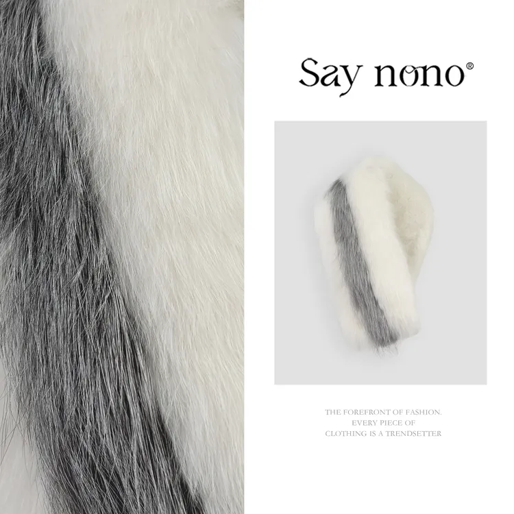 懒猫nono│Saynono 2时尚百搭兔毛搭配狐狸毛围巾 H56122X