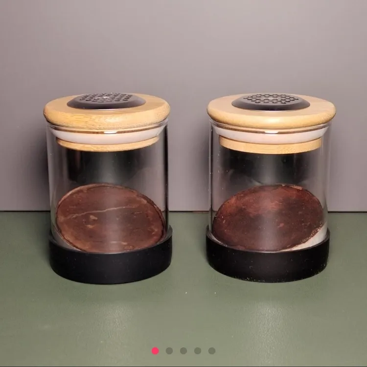 竹木盖老砖勺底玻璃鸣虫叫罐一对