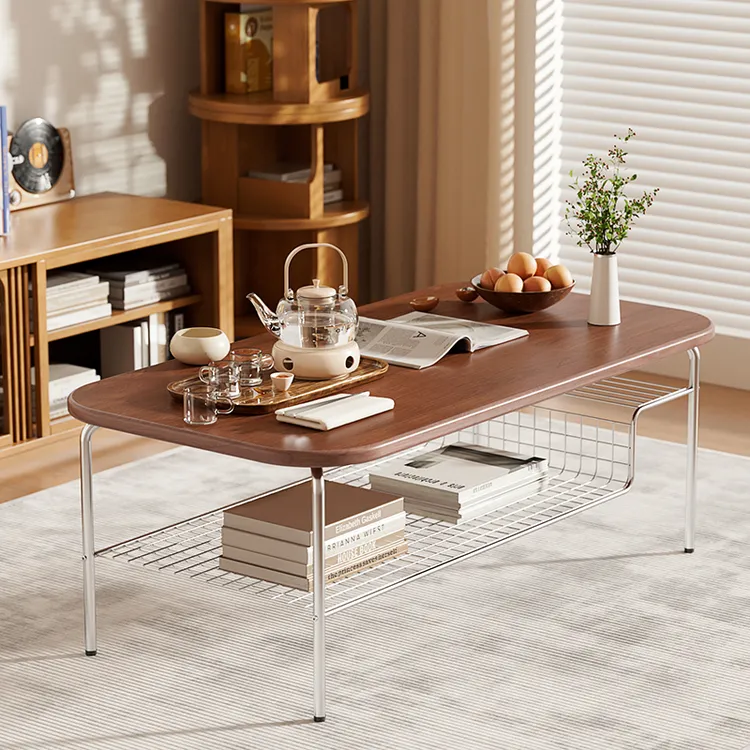 中古风茶几桌家用小户型客厅边桌办公室小茶桌带储物阳台边几茶台