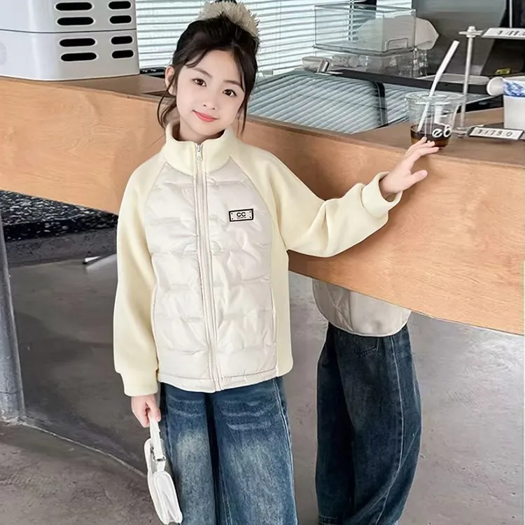 儿童外套秋冬款加棉拉链开衫女童外套秋冬款时尚运动休闲加厚冬季