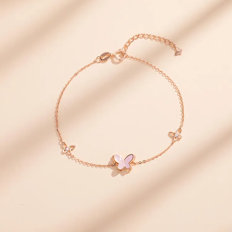 施洛尼 925银手链 梦幻蝴蝶手链轻奢小众手链女甜美少女感