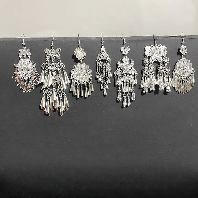 合金耳饰 新中式国风花丝蝴蝶耳环民族风复古长款流苏小众耳饰