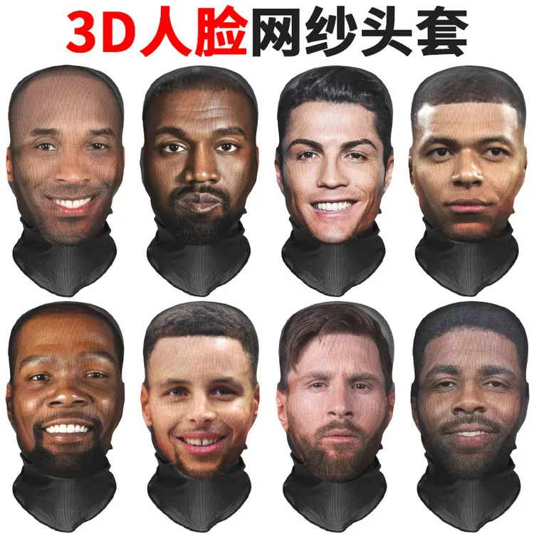 【新店福利】欧美跨境新款人像3D数码印花恶搞面巾多功能户外面罩