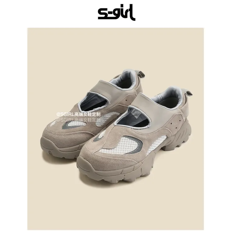 SGIRL TWTW复古反光一脚蹬镂空厚底玛丽珍运动鞋女户外舒适老爹鞋