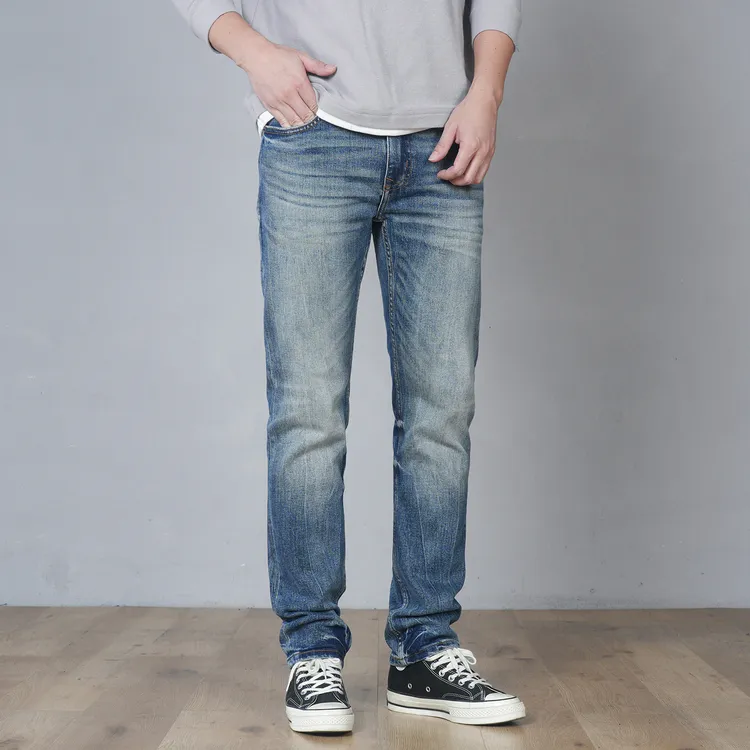 DIPAI/底牌【修身小直筒】13盎司秋冬款直筒蓝色牛仔裤男【长度可选】