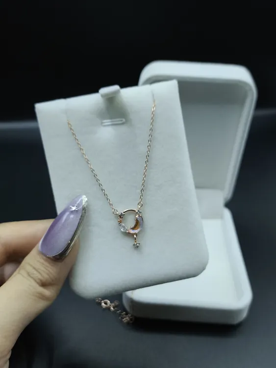 吊坠925银琉璃 S925纯银星月项链女新款小众设计吊坠高级感锁骨链