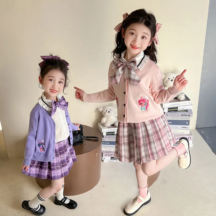女童学院风套装2025新款儿童春秋装韩版洋气女宝宝春季时髦两件套