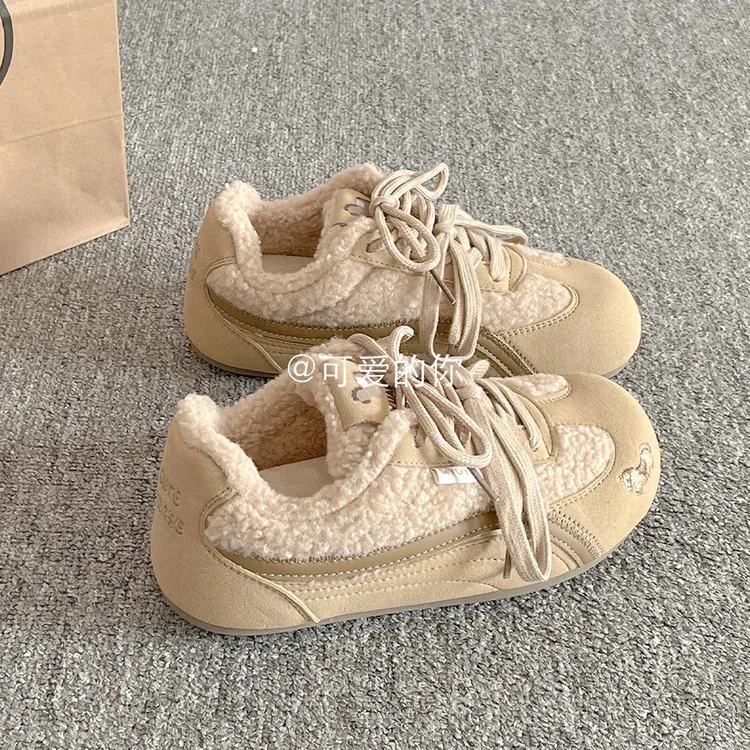 韩系勃肯板鞋子女鞋冬季新款2025爆款二棉鞋加绒休闲鞋百搭小白鞋