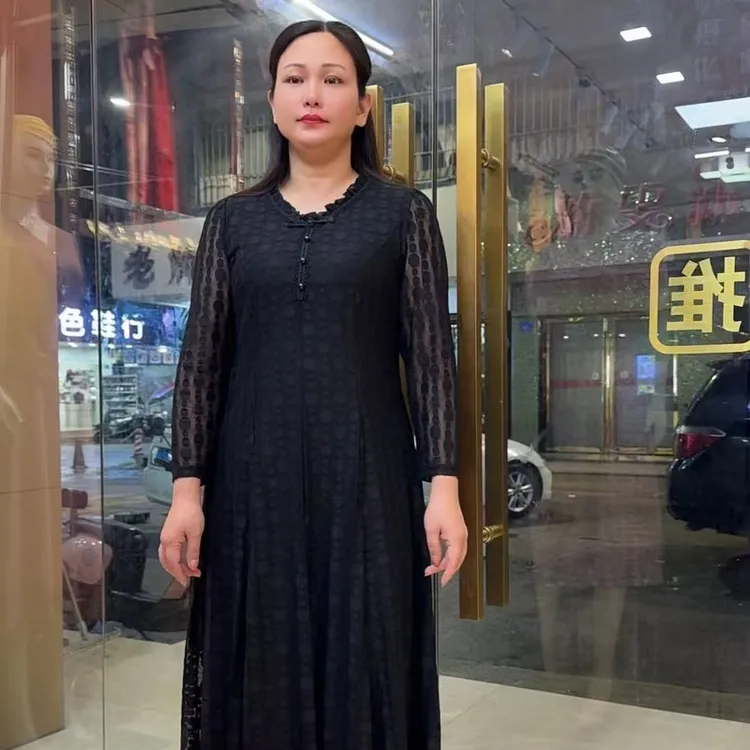 早秋新款高级真丝袖显瘦遮肚子A字连衣裙