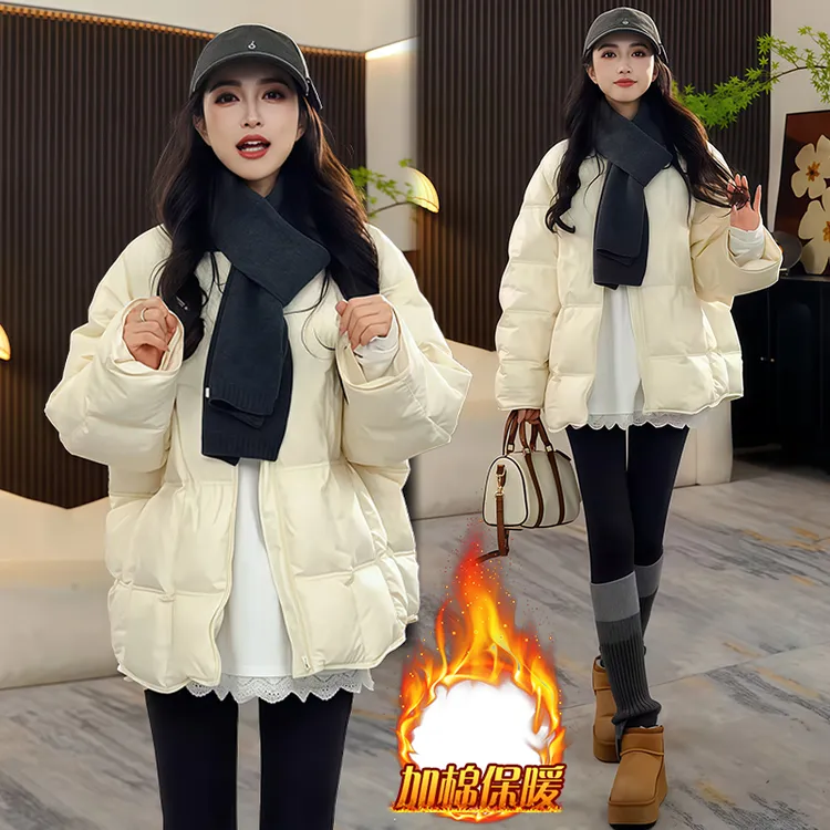 加厚时尚洋气保暖棉服女2025冬季新款小个子宽松拼接拉链棉衣外套