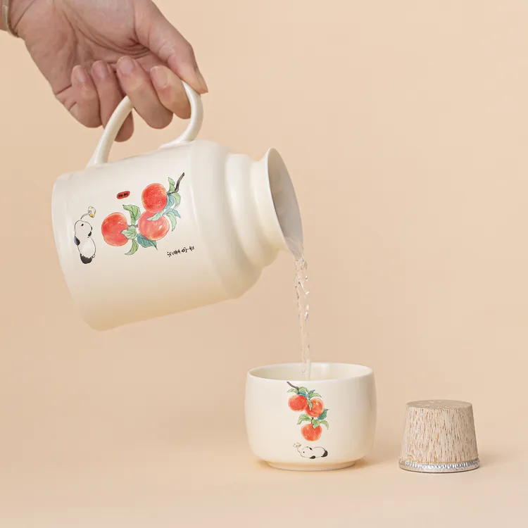 保温小暖壶精致高颜值陶瓷杯子中式泡水杯家用带盖茶杯一体马克杯