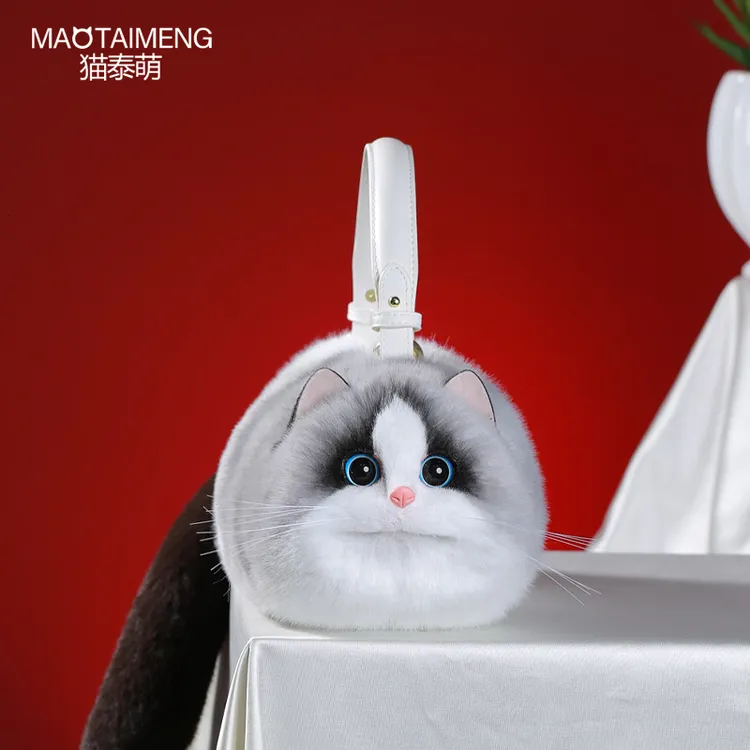 猫泰萌仿真猫咪包女小众设计感秋冬季2025年新款毛絨布偶猫斜挎包