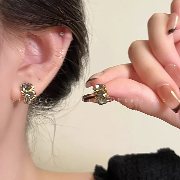 铜合金耳饰 暗夜柏林灰 韩国小众设计感复古高级感耳环简约耳饰女