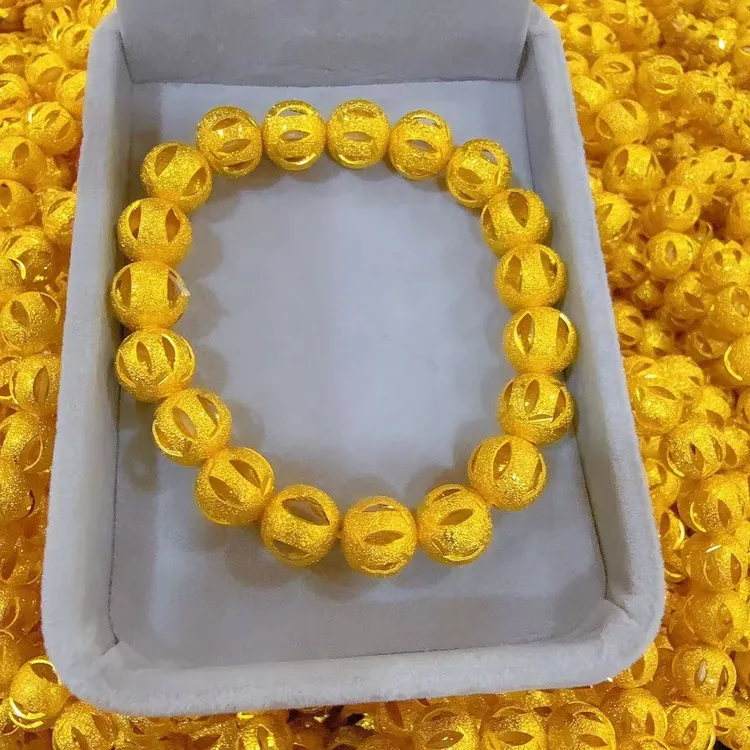 铜合金手链 铜合金欧美风女单圈黄色素款金情侣手饰雕刻手串 0909