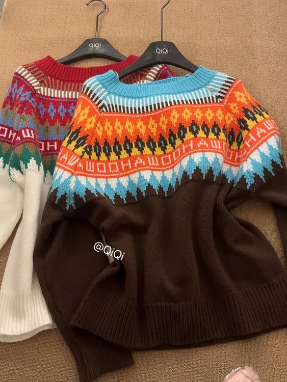 ‘费尔岛’ 一字肩正肩两种穿法圣诞毛衣