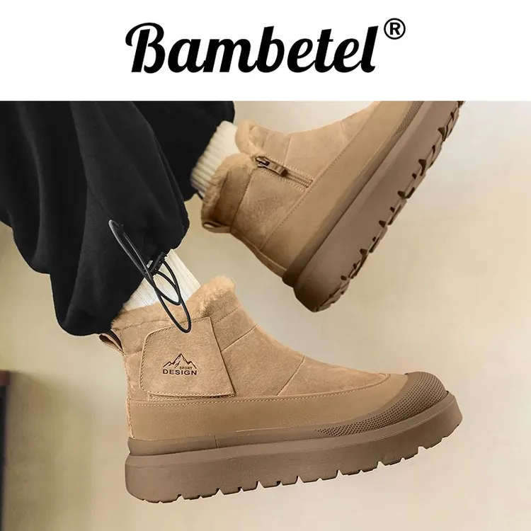 Bambetel东北零下度皮毛一体加绒加厚雪地靴冬季厚底面包棉鞋男