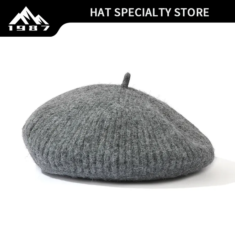 TIFICY户外新款秋冬日系羊毛混纺简约百搭贝雷帽休闲保暖针织文艺